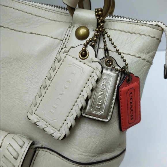 Coach Off-White Leather Tote with Whipstitched Buckle Pocket - Picture 2 of 9